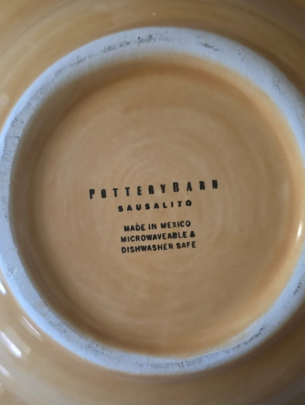 Pottery Barn Sausalito Mustard Yellow Pasta Salad Soup Ceramic Bowl 10.25